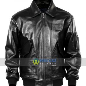 Men Black USAF Pilot Leather Jacket