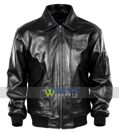 Men Black USAF Pilot Leather Jacket