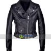 Ladies Cropped Perfecto Black Leather Jacket Sale