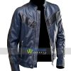 Buy Vintage Blue Cafe Racer Leather Jacket