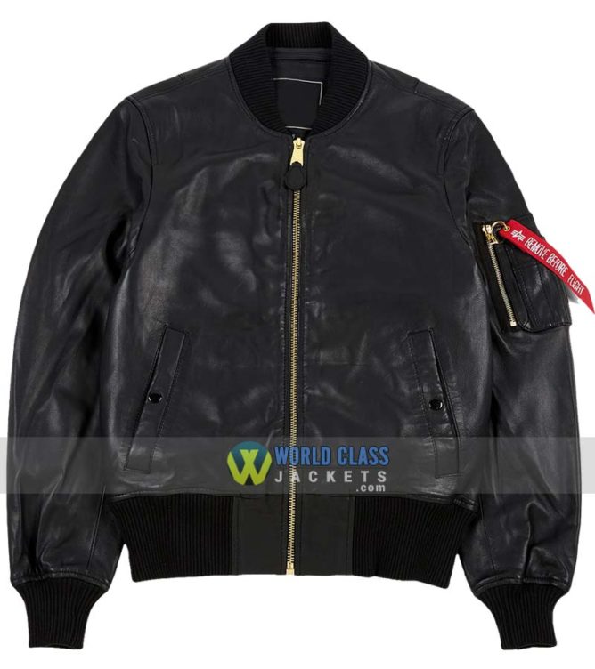 Alpha Industries MA-1 Leather-Flight-Bomber-Leather-Jacket-Replica