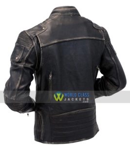 Gents Vintage Biker Cafe Racer Distressed Leather Jacket
