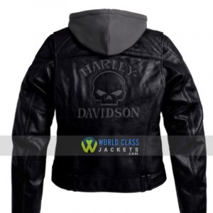 Harley Davidson Mens Reflective Willie G Skull Leather Jacket With Hoodie