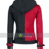 Red & Black Psychotic Harley Quinn Womens Biker Cotton Hoodie Jackets