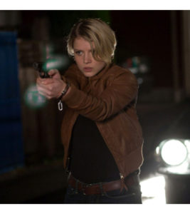 Sarah Jones Alcatraz Brown Leather Jacket