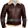 Tom Hardy Dunkirk Farrier Shearling Collar Leather Jacket