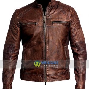 Men's Live By Night Ben Affleck Distressed Brown Vintage Leather Coat Jacket