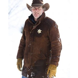 Robert Taylor Sheriff Walt Longmire Brown Suede Leather Coat