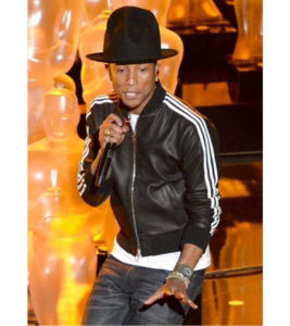 Pharrell Williams 2014 Black Leather Jacket