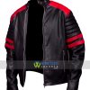 Brad Pitt Fight Club Black And Red Biker Leather Jacket