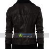 Double Collar Womens Casual Wear Bomber Black Leather Jacket