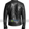 Double Zipper Men Black Biker Rib Quilted Leather Jacket