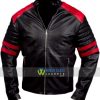 Fight Club Brad Pitt Black and Red Biker Leather Jacket