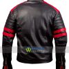 Fight Club Movie Brad Pitt Black and Red Biker Leather Jacket