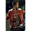 Buy Tyler Durden Fight Club Red And White Leather Jacket