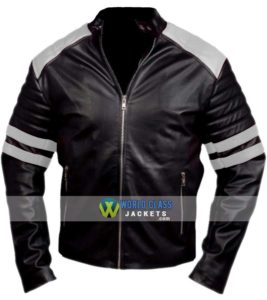 Buy Tyler Durden Black & White Leather Jacket