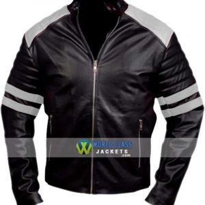 Buy Tyler Durden Black & White Leather Jacket