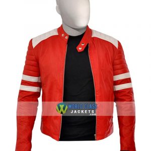 Buy Tyler Durden Red & White Leather Jacket