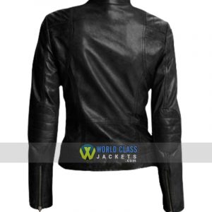 Attractive Style Womens Black Leather Slim Fit Jacket