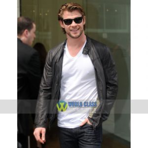 Chris Hemsworth Stylish Black Biker Leather Jacket