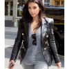 Kim Kardashian Double Breasted Real Leather Blazer
