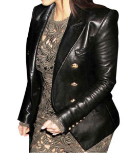 Kim Kardashian Real Black Leather Blazer