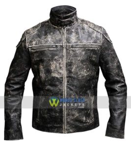 Mens Vintage Motorcycle Retro Distressed Black Antique Leather Jacket