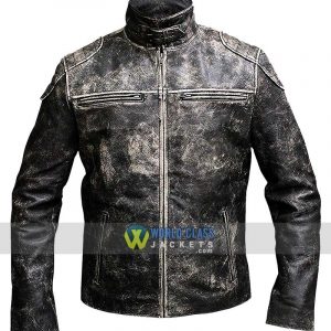 Mens Vintage Motorcycle Retro Distressed Black Antique Leather Jacket
