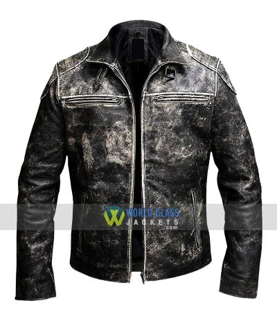 Mens Vintage Motorcycle Retro Distressed Black Antique Biker Leather Jacket