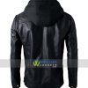 Men's Motorcycle Brando Style Biker Leather Detach Hoodie Jacket