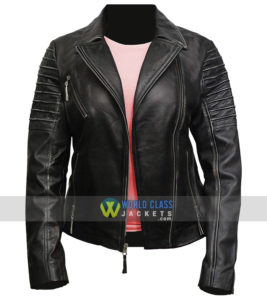 Women Distress Cafe Racer Real Cowhide Leather Jacket