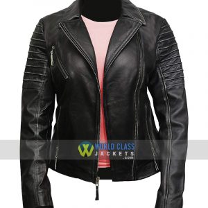 Women Distress Cafe Racer Real Cowhide Leather Jacket