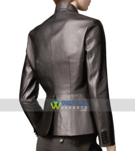 Womens Casual Office Slim Fit Black Faux Leather Coat Jacket