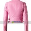 Ladies Pink Slim Fit Biker Leather Jacket