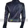 Ladies Slim Fit Blue Moto Biker Leather Jacket