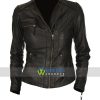 Ladies Unique Style Real Black Leather Biker Jacket