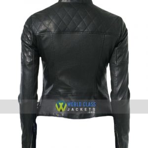 Women Biker Real Black Leather Moto Jacket