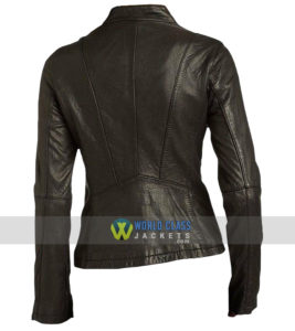 Women Moto Style Genuine Black Leather Slim fit Biker Jacket