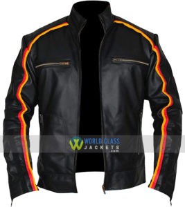 Dean Ambrose WWE Smack Down Striped Black Leather Jacket
