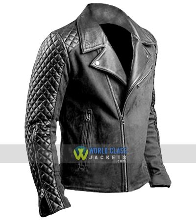 Mens Cafe Racer Stylish Biker Black Distressed Leather Jacket