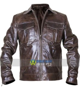Mens Classic Copper Rub Off Brown Distressed Vintage Motorcycle Rider Leather Jacket