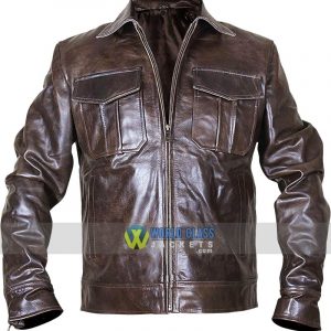 Mens Classic Copper Rub Off Brown Distressed Vintage Motorcycle Rider Leather Jacket