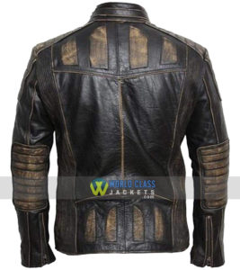Mens Vintage Distressed Faded Seams Cafe Racer Genuine Distressed Leather Jacket