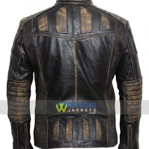 Mens Vintage Distressed Faded Seams Cafe Racer Genuine Distressed Leather Jacket