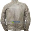 Men's Vintage Grey Waxed Genuine Leather Biker Jacket