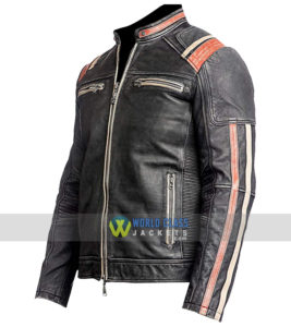 Vintage Cafe Racer Mens Retro Distressed Black Biker Motorcycle Real Leather Jacket