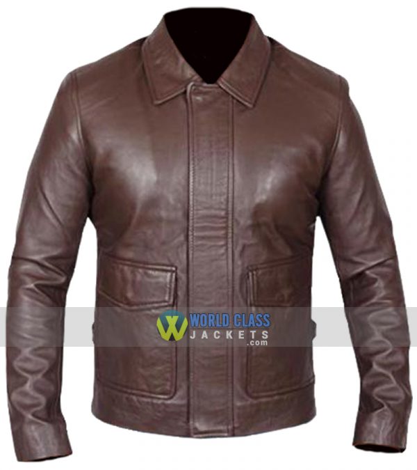 Mens Vintage Harrison Ford Indiana Jones Brown Leather Jacket