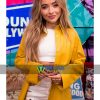 Buy Sabrina Carpenter Yellow Leather Winter Coat at $50 Off