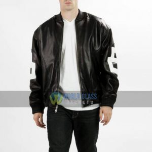 Buy 8 Ball Pool Bomber Black Leather Jacket at $50 Off