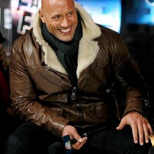 Dwayne Johnson Furious 8 Shearling Leather Jacket For Men